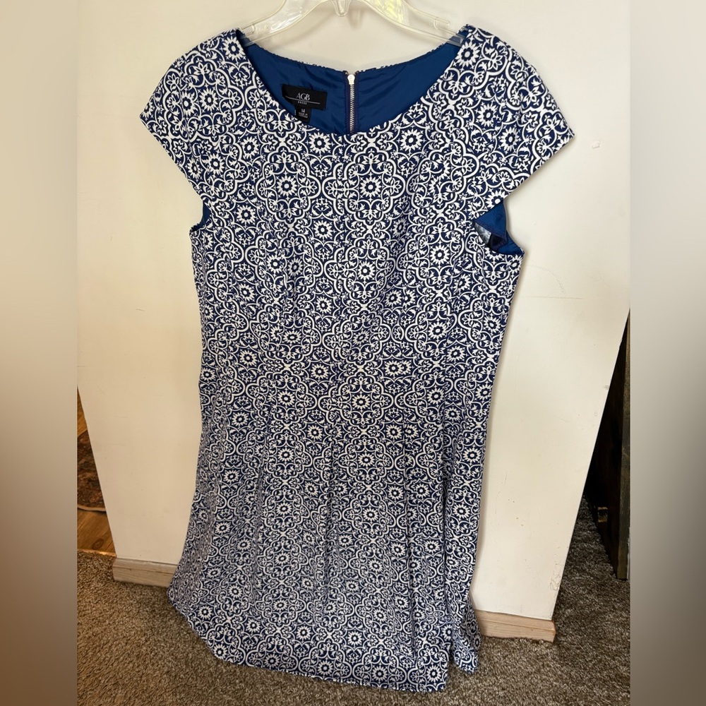 AGB Navy and White Floral Dress